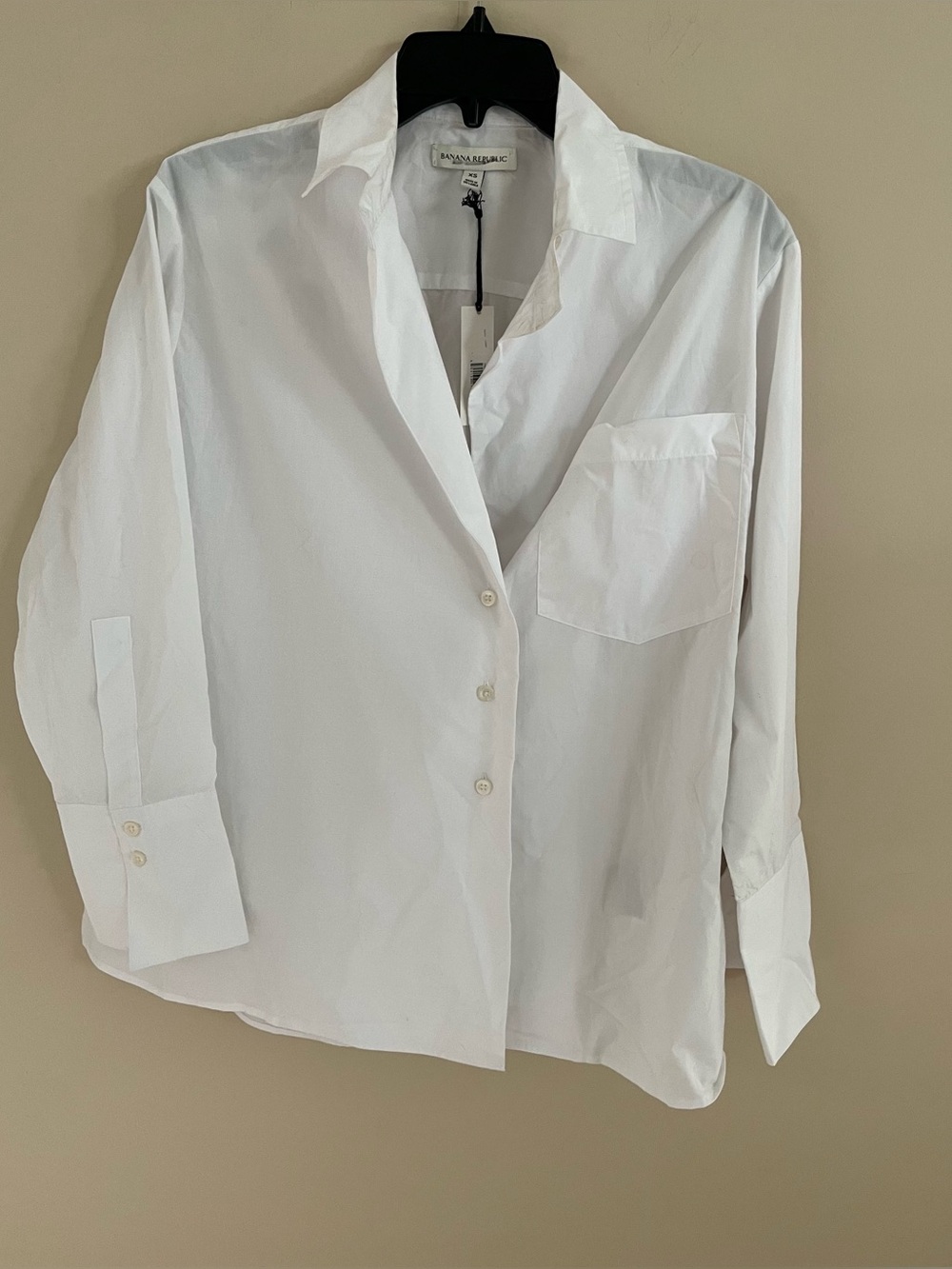 NWT-Banana Republic White Cotton Poplin Top, Extra Small